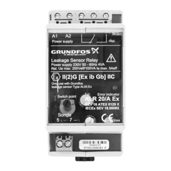 Grundfos ALR 20/A Ex Montage- Und Betriebsanleitung