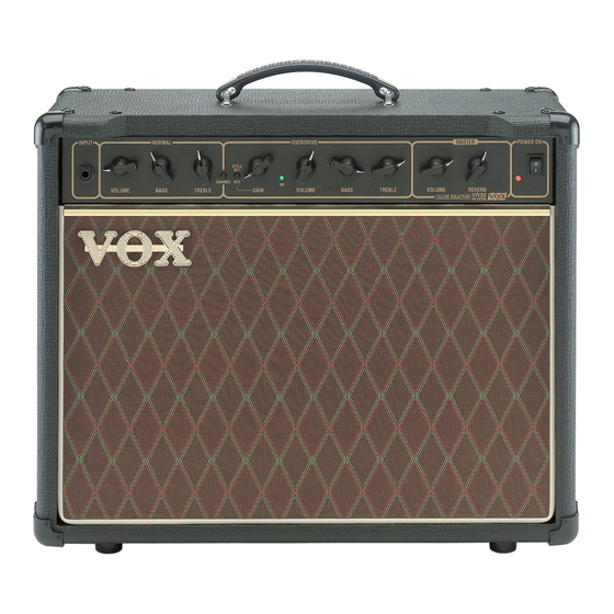 Vox VR30 REVERB Bedienungsanleitung