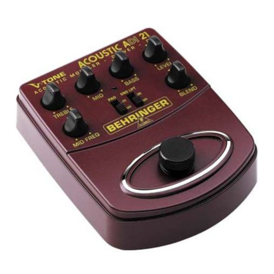 Behringer V-TONE ACOUSTIC ADI21 Bedienungsanleitung