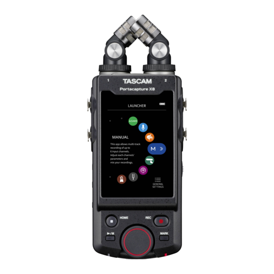 Tascam Portacapture X8 Ergänzung Zum Benutzerhandbuch