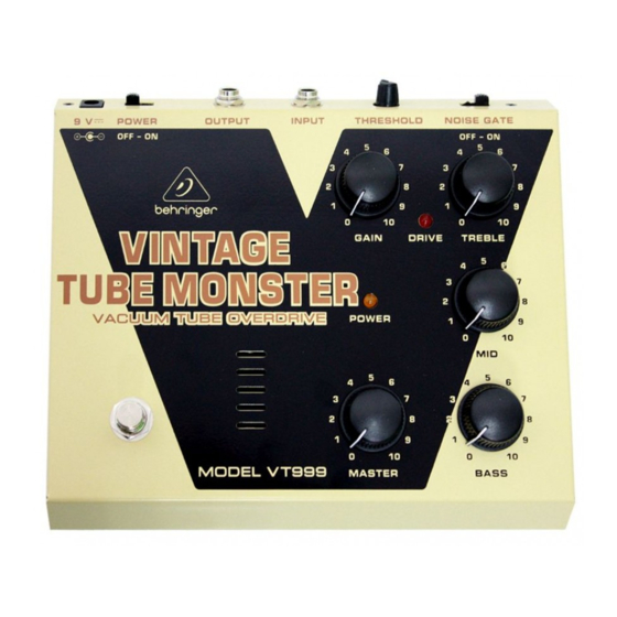 Behringer VINTAGE TUBE MONSTER VT999 Bedienungsanleitung