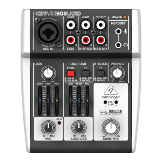 Behringer XENYX 302USB Schnellstartanleitung