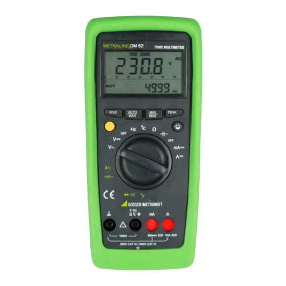 Gossen MetraWatt METRALINE DM 62 Bedienungsanleitung