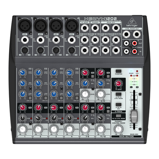 Behringer XENYX 1202 Schnellstartanleitung