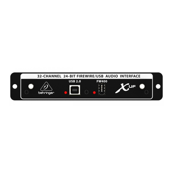 Behringer X-UF Interface Schnellstartanleitung