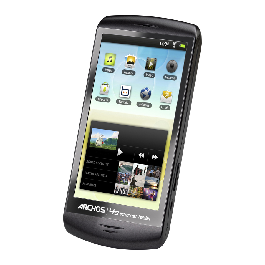 Archos 43 internet tablet Handbücher