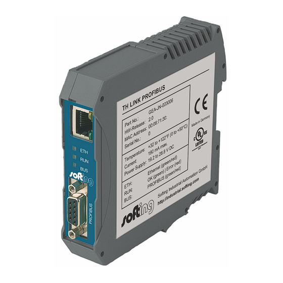 Softing TH LINK PROFIBUS Installationshandbuch