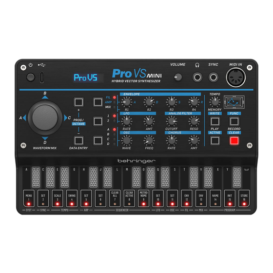 Behringer PRO-VS MINI Bedienungsanleitung