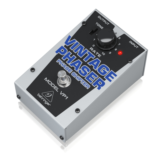 Behringer VINTAGE PHASER VP1 Bedienungsanleitung