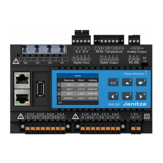 janitza Power Analyser UMG 801 Installationsanleitung