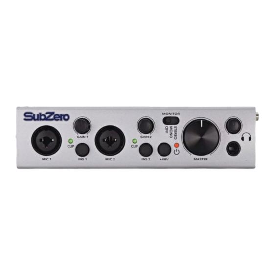 Subzero HOME RECORDING BUNDLE BASE-2 Bedienungsanleitung