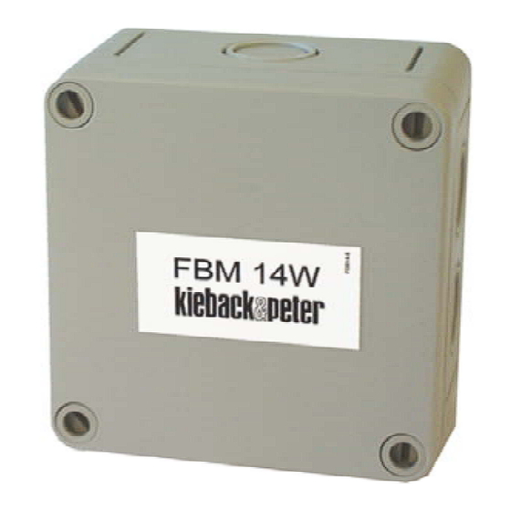 Kieback&Peter FBM14W Montagehinweise