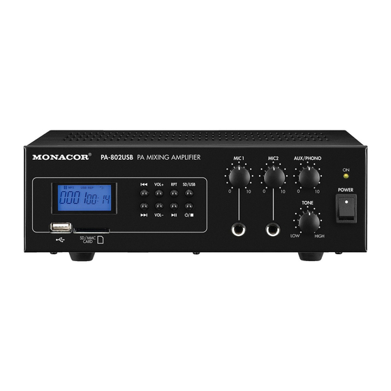 Monacor PA-802USB Bedienungsanleitung