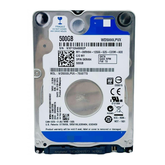 Western Digital WD5000LPVX Bedienungsanleitung