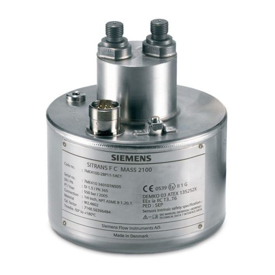 Siemens SITRANS F MASS 2100 Betriebsanleitung