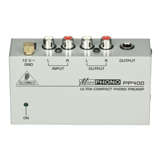 Behringer MICROPHONO PP400 Bedienungsanleitung
