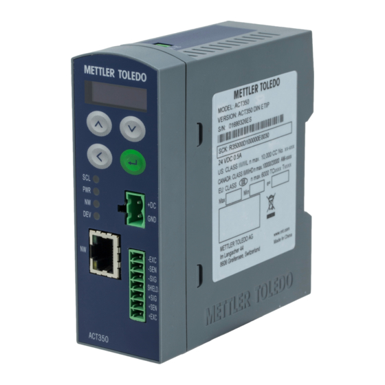 Mettler Toledo ACT350 Precision Kurzanleitung