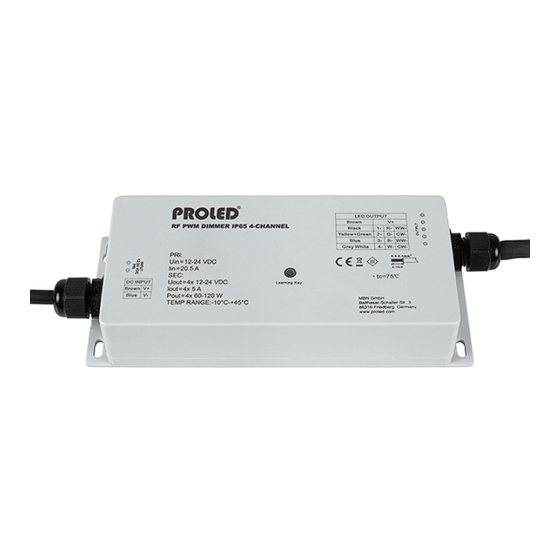 PROLED RF PWM DIMMER IP65 4-KANAL Bedienungsanleitung